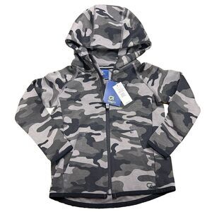 NWT Gap Fit‎ Baby Camo light Jacket Fit Tech Hood Black Camo Pockets Full Zip 2Y